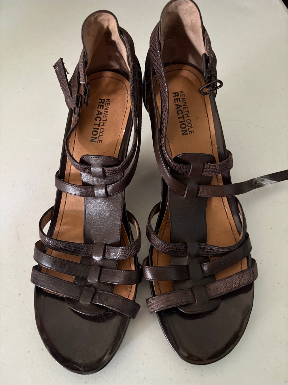 Kenneth Cole Reaction Dark Brown Multi-Strap heels